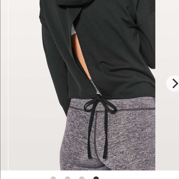 Lululemon Athletica Split Out Hoodie Black 6/S Open Tie Back Cropped Sweatshirt - Picture 11 of 15